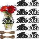 4 x 24 Pcs Glitter 2026 Cutouts Tags, Black Double Sided 2026 Graduation Cap Cutouts Tags Decorations Class of 2026 Graduation Centerpieces 2026 Grad Cap Tags for Tables Vase Mason Jar Party Decorations