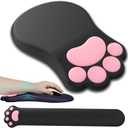 Ergonomic Mouse Pad with Wrist Rest and Keyboard Wrist Rest,Cute Comfortable Computer Mouse Pad Wrist Support, Pain Relief Mousepad with Non-Slip PU Base for Desk Laptop Gaming Office,Black