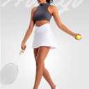 Golf Skirts for Women Crossover High Waisted Athletic Skirt Skorts Stretchy Golf Skirt with Shorts and 4 Pockets (White, M)