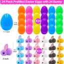 24 Pack Easter Egg Filled Plush Bunny Toys, Colorful Bunny Plush Easter EggFillers Bulks for Kids Toddlers Teens Boys Girls Easter Basket Stuffers Hunt Easter Party Favor