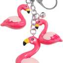 Flamingo Keychain Red Keychain Flamingo Charms Cute Girls Key Chain for Women Girls Bag Car Wallet Charms
