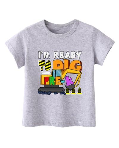 First Day of Preschool Shirt Pre K Shirts for Girls Boys Toddler Kids 1st Day of Prek Gift Cotton Tee, Size 100/52