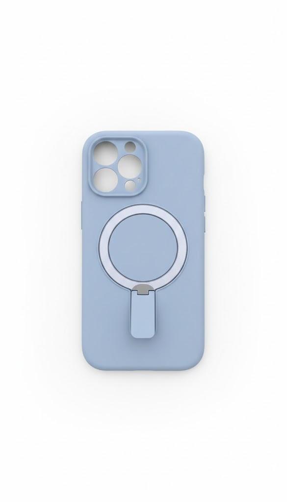 Mag-Ring Designed for iPhone 17 Pro Case, Liquid Silicone [Moisturizing Factor] Extreme Soft Slim Phone Case with Stand [Compatible with MagSafe] for 17 Pro 6.3 inch Men Women, Sky Blue