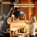 HOUSE AGAIN Pull-Down Cabinet Organizer for High/Deep Cabinets, Drop Down Spice Rack, 12.6" Out & 1.8" Down, Dual Install (Screw/3M Tape), Fits Frameless, for Spices, Snacks and Small Bottles (Black)