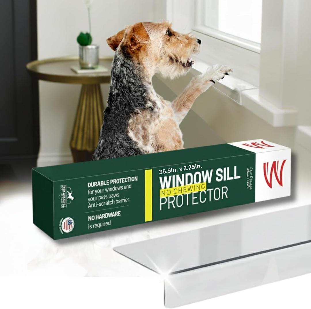 CLAWGUARD Plexiglass Window Sill Protector Thick Crystal Clear Window Sill Cover & Extender Window Ledge Protector for Dogs & Cats (35.5in. x 2.25in.)
