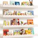 Seocry Scalloped Wall Bookshelves for Nursery, Floating Wooden Book Shelves for Kids Room, White Nursery Shelves for Wall, Baby & Toddler Room Decor, 23 Inches