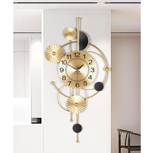 Large Wall Clock,Modern Silent Non-Ticking Metal Wall Clocks,Battery Operated Wall Clock for Living Room, Kitchen, Bedroom, or Office Wall Decor (32") (Gold)