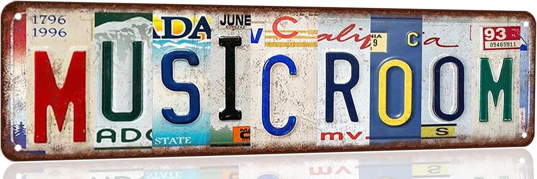 Music Sign Vintage Metal Tin Sign Music Room Decor Man Cave Posters Street Signs Home Bar Coffee Wall Art Decor 4 X 16 Inches