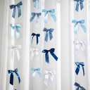 Taobary 8 Pcs 6.6 ft Bow Garland, Satin Ribbon Bow Banner Coquette Hanging Ornament for Photo Backdrop Birthday Party Wedding Bridal Baby Shower Wall Decorations(Blue,1 Inch)