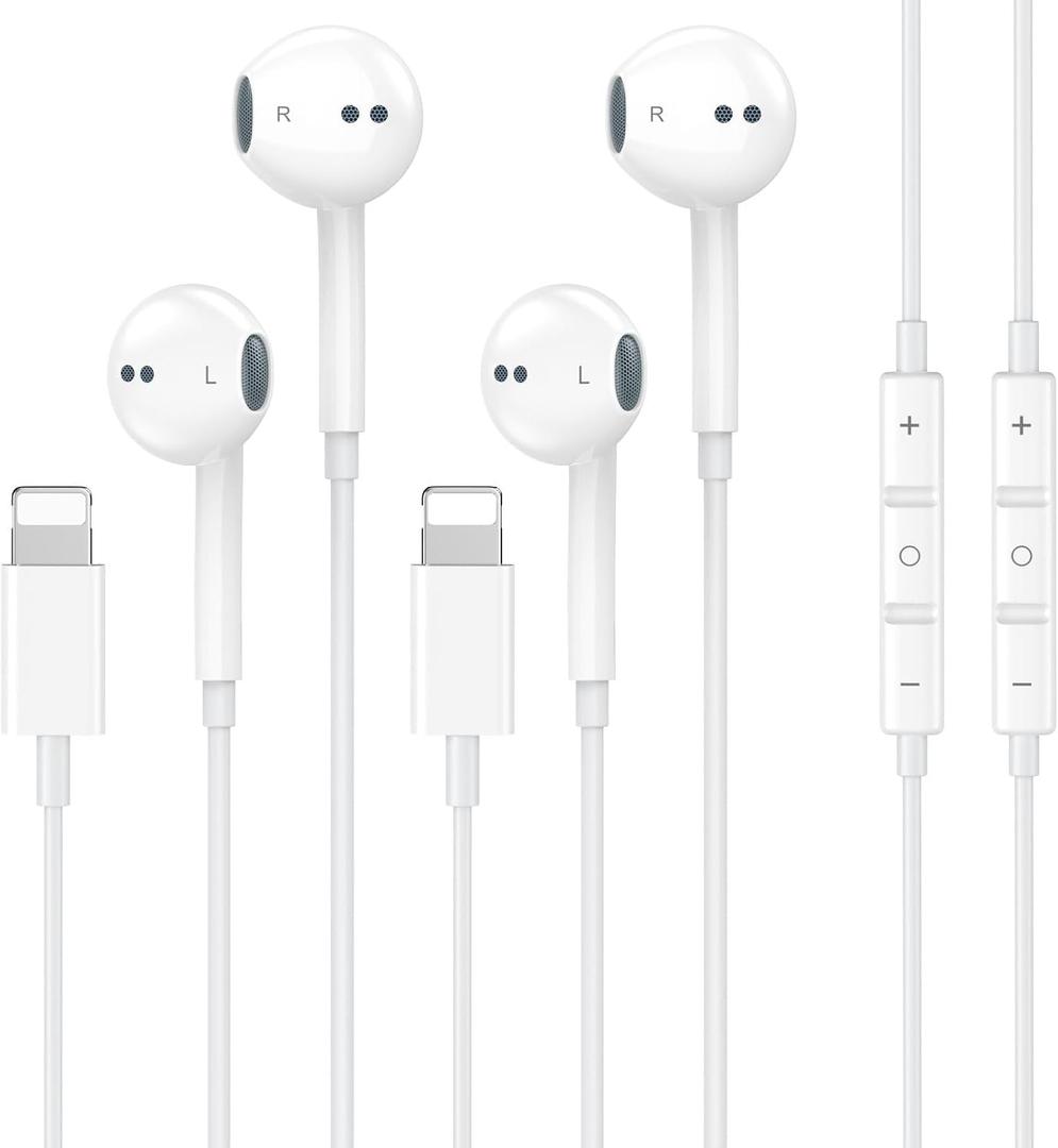 2 Pack [Apple MFi Certified] Wired Headphones for iPhone 14 13 12 Pro Max | for iPhone Earbuds with Built-in Microphone & Volume Control Nosie Reduction Earphones for iPhone 14 13 12 11 Pro Max XS XR X