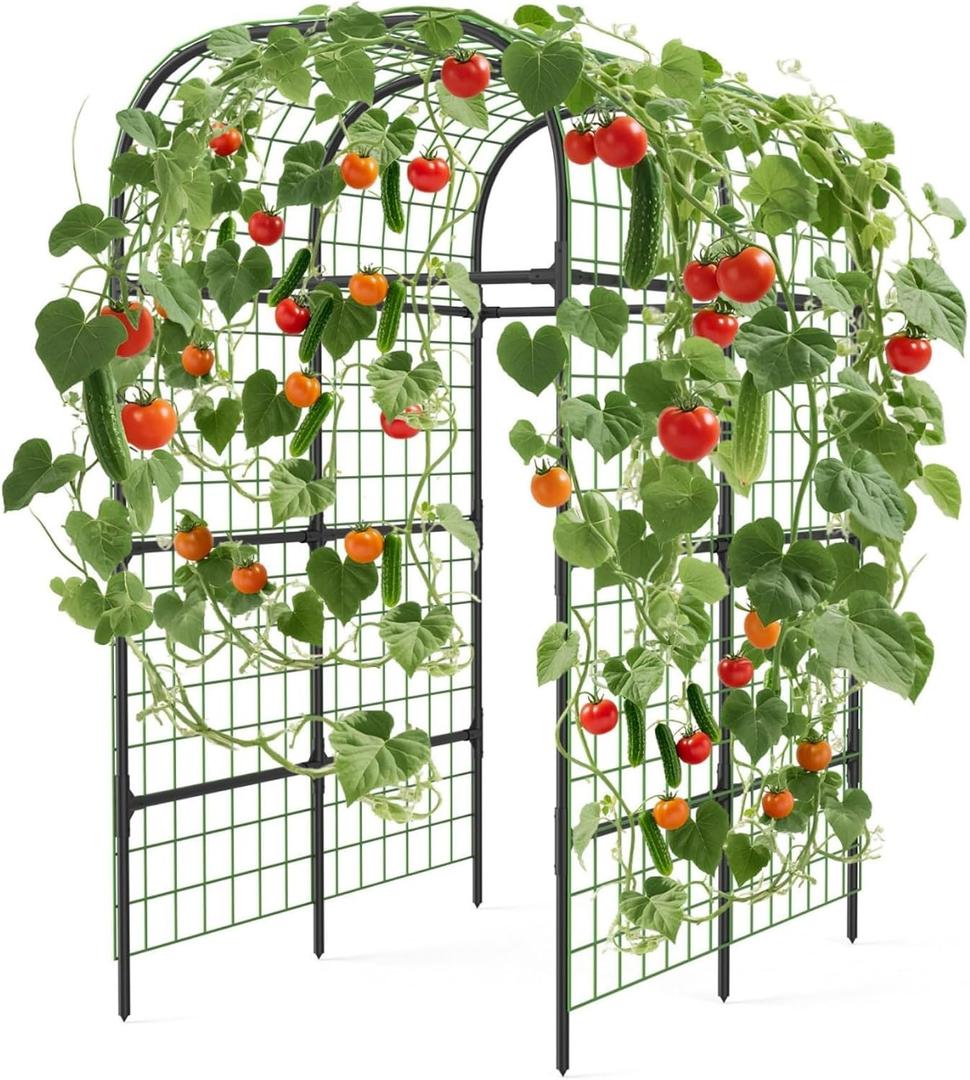 Metal Garden Arch Trellis, 7.3Ft Black for Raised Beds, Plant Support for Cucumbers & Climbing Vegetables