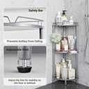 ELYKEN Corner Shower Caddy Standing, 3 Tier Rustproof Metal Shower Organizer with Soap Holder, Floor Shower Corner Shelf Rack Storage Stands with Adjustable Feet & 2 Hooks for Bathroom, Silver