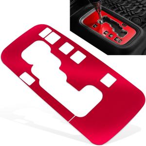 Trim Gear Frame Cover Gear Shift Box Cover for Jeep Wrangler 2012-2018 JK JKU Sport Sahara Freedom Rubicon Unlimited Gear Shift Panel Cover Trim Interior Decoration Accessories Aluminum (Red)