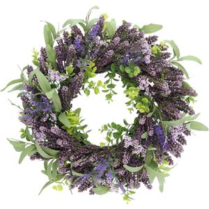 26 Inch Lavender Wreath for Front Door, Spring Summer Purple Flower Wreath with Eucalyptus Leaves for Indoor Outdoor Wall Window Wedding Festival Decor for All Seasons Purple&green