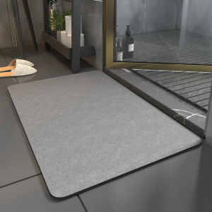 Hoolqxo Diatomaceous Earth Bath mat Rubber Non Slip Super Absorbent Bath Mat Quick Dry Bathroom Rugs Thin Bathroom Floor Mats Fit Under Door- Shower Rug for in Front of Bathtub Shower,15.7"*23.6"