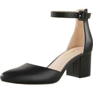 Ankis Closed Toe Heels for Women -Black Nude Gold Silver Pointed Toe Heels Low Block Chunky Women Pumps with Ankle Strap -2.25 Inch (Black, 8)