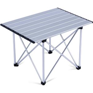 iClimb Ultralight Compact Camping Folding Table with Carry Bag (Reinforced Silver - L), Large