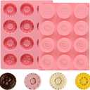 2Pcs 3D Round Silicone Tire Mold for Chocolate, 12-Cavity Silicone Truck Wheel Mold for Chocolate, Candy, Jelly, Fondant.