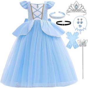 iTVTi Princess Cinderella Costume for Girls Kids Cosplay Dress Carnival Halloween Party Outfit, Size 110