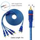 RCA Car Audio Cable Y Splitter Adapter Cord 2 Channel to 4 Channel Twisted Pair Cable OFC Full Shielded with Noise Reduction2 Male to 4 Male RCA Car Audio Interconnect Cable (5M)