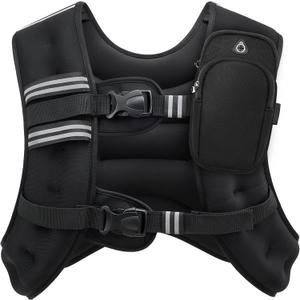 ZELUS Weighted Vest, 25lb Weight Vest with Reflective Stripe for Workout, Strength Training, Running, Fitness, Muscle Building, Weight Loss, Weightlifting (25 lb, Black)