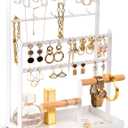 ProCase Jewelry Organizer Stand Necklace Organizer Earring Holder, 6 Tier Jewelry Stand Necklace Holder with 15 Hooks, Jewelry Tower Display Rack Storage Tree for Bracelets Earrings Rings -White