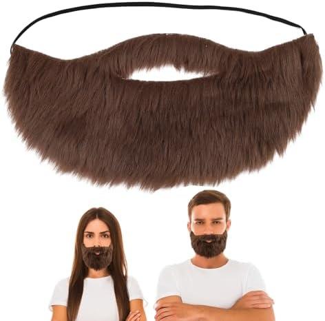  Fake Mustaches Funny Realistic Fake Beards Adjustable Costume Beard with Elastic Strap for Adults Halloween Costume Party Cosplay Facial Supplies 