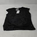 GRACE KARIN Womens Sparkle Sequin Top Shimmer Glitter Blouse Twist Front V Neck Cap Sleeve Club Party Shirt (XX-Large, Black)