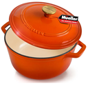 MÜELLERHOME 6 Quart Enameled Cast Iron Dutch Oven for Bread Baking, Heavy-Duty Oven-Safe up to 500° F, & Across All Cooktops, House Warming Gifts New Home, Cast Iron Cookware, Gifts for Women, Orange