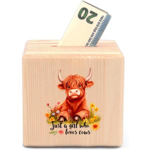 Highland Cow Piggy Bank Money Bank Coin Bank, Gifts for Teens Teenage Girls Kids Age 6 7 8 9 10 11 12, Cow Lovers Themed Stuff Accessories Items Things Home Room Decor Merchandise!