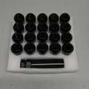 20PCS 1/2x20 Lug Nuts Black with 6 Spline Tuner, 1/2"-20 Locking Lug Nut with 1 Socket Key 60 Degree Conical/Cone Bulge Seat, Fits 1993-2010 Jeep Grand Cherokee 2002-2012 Jeep Liberty