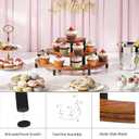 3-Tier Wooden Display Risers, Rustic Cupcake Stand, Perfume Organizer, Dessert Table Display Set for Party & Home Decor (Brown)