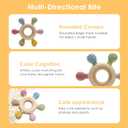 2 x [BabyBite] Teethers Silicone and Beechwood Animal Teether for Sensory and Developmental Play for Baby and Toddler 100% BPA Free Food Grade Silicone, Beige