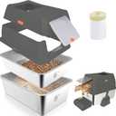 Stainless Steel Sifting Litter Box with Lid,23.6''x15.8''x8''Large Pellet Cat Litter Box,Metal Sifting Litter Boxes for Pine Pellets,Anti Urine Leakage,Include Foot Pedal&Scoop&Litter Bags (Dark Grey)
