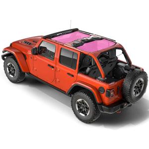 Savadicar Mesh Shade Top, Roof Sunshade Cover for 2018-2023 Jeep Wrangler JL JLU 4XE 4 Door, UV Protection & Heat Reduction for Enhanced Comfort on The Road, Durable Polyester, Pink