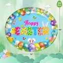 2 x Fancy Land Easter Oval Paper Plates Bunny Easter Egg Disposable Serving Plates 10" X 12" for Holiday Spring Party Decor Supplies Tableware Favors 24 ct