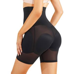Irisnaya Women Shapewear Control Panties Body Shaper Butt Lifter Padded Hip Enhancer Seamless Underwear Hi- Waist Short (Medium, Black)