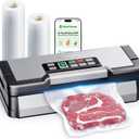 95kPa Vacuum Sealer Machine with AquaLock Technology, for Moist Seals, 2X Seal & 130W, Fully Automatic Food Sealer, Built-In Cutter, Bag Storage & Hose, Precision Sealing, 2 Bag Rolls,Stainless Steel