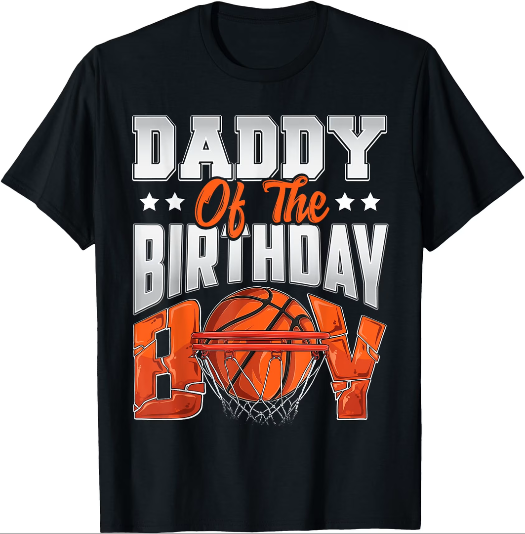 Basketball Daddy of The Birthday Boy Family Matching T-Shirt, L