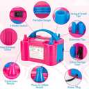 AGPTEK Electric Air Balloon Pump, 110V 600W Rose Red Portable Dual Nozzle Inflator/Blower for Party Decoration