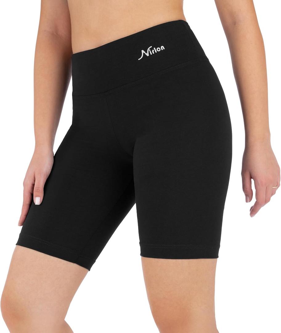 Nirlon Biker Shorts with Pockets - Biker Shorts Women Workout Shorts for Gym & Yoga Shorts for Women Plus Size Biker Shorts (12, Black)