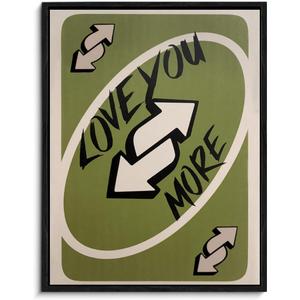 Trendy Love Quotes Framed Canvas Wall Art Love You More Poster Print Wall Decor Retro Sage Green Painting Ready to Hang for Home Preppy Girly Bedroom Decoration 11.5x15 Inches