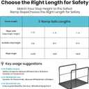 3FT Portable Wheelchair Ramp with Handrails, Black Seamless Aluminum Handicap Ramp,Threshold Ramp for Doorways, Wheel Chair Ramp for Home Steps 800 Lbs Capacity