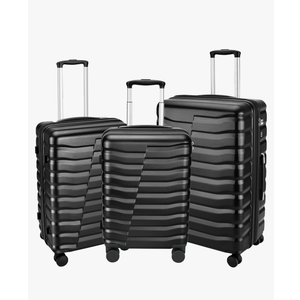 Lightweight Luggage with Spinner Wheels & YKK Zipper, Hard Shell 3-Piece Suitcase ABS+PC Hardside Luggage Set with TSA Lock for Men Travel, Black (20+24+28 inch)