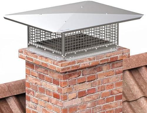 YITAHOME Chimney Cap, 17" x 21" Chimney Cover for Outside, 304 Stainless Steel Fireplace Chimney Caps with Adjustable Metal Strips, Screws & Gloves