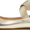 FEVERSOLE Women's Fashion Elastic Ankle Strap Shoes Round Toe Ballet Flat, 40