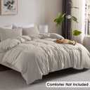 Washed Linen Color Duvet Cover Set Queen Size, 3 Piece Prewashed Microfiber Cotton-Like Bedding Set, Duvet Cover 90x90 with Button Closure, 2 Pillow Shams for All Seasons, Comforter Not Included