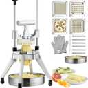 VEVOR Commercial Vegetable Fruit Chopper, Stainless Steel French Fry Cutter w/ 4 Blades 1/4" 3/8" 1/2", Vegetable Chopper Dicer w/Stainless Bowl, Heavy Duty Cutter for Potato Tomato Onion Mushroom