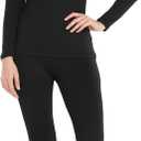 WEERTI Thermal Underwear for Women Long Johns with Fleece Lined Base Layer Women Cold Weather Top Bottom (Small, Black)