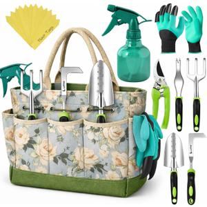 Heavy Duty Garden Tools Floral Set - Rust Proof, Non-Slip, Durable Gardening Supplies - Ergonomic Hand Tools - Ideal Gardening Gifts for Women, Men Mom, Dad